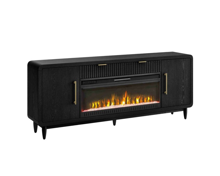 Camden Ebony Black Fireplace Console Silo