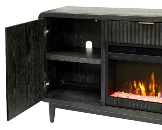 Camden Black Fireplace Console - open door detail