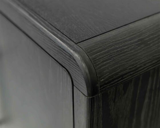 Camden Black Fireplace Console - corner detail