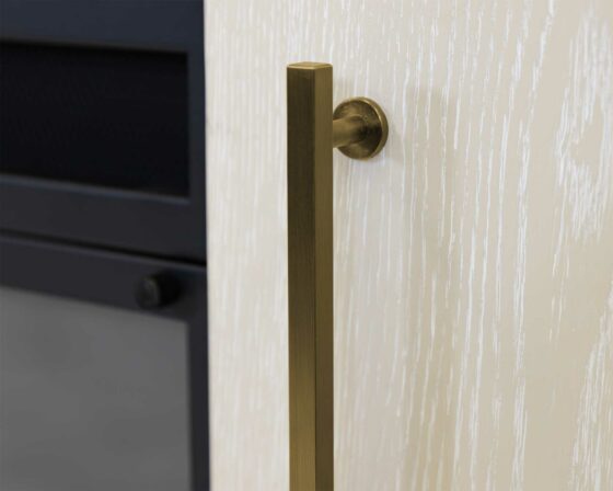 Camden White Fireplace Console - door handle detail