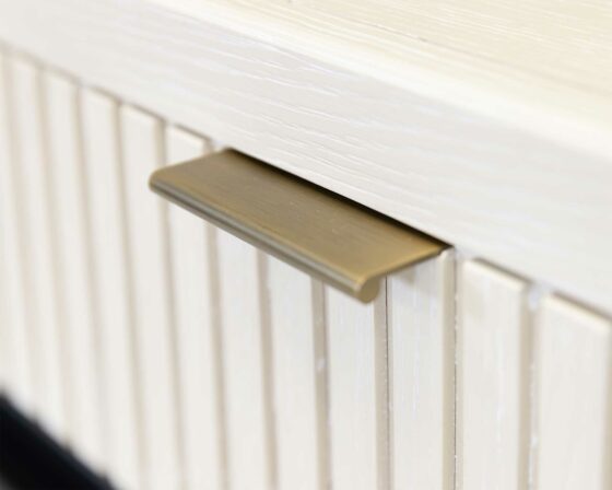 Camden White Fireplace Console - drawer handle detail
