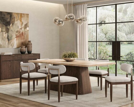 Sintra Dining with Travertine top table