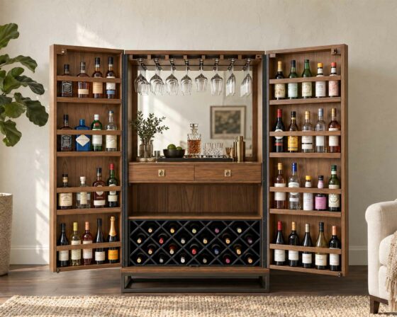 Duncan Bar Cabinet - Doors Open